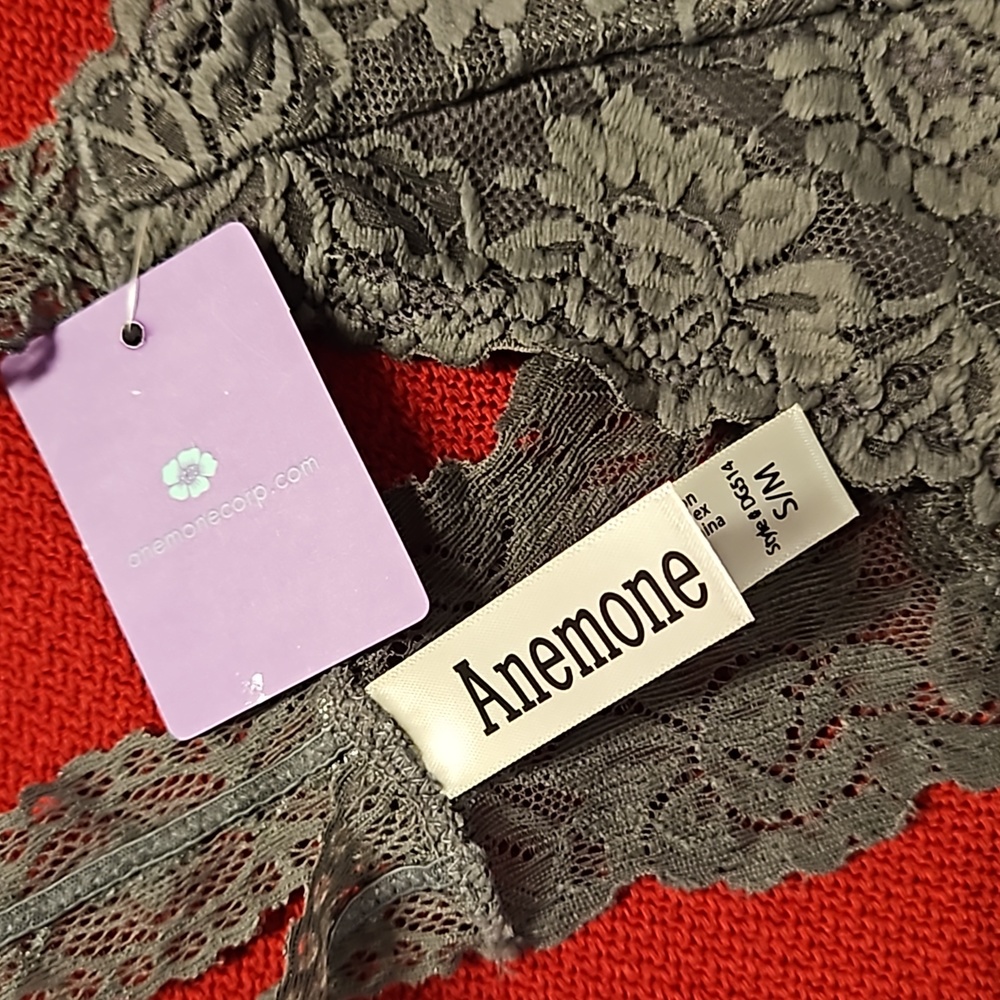 ANEMONE gray floral graphic lace  stretch t back bra S/M M/L NWT - Picture 4 of 8